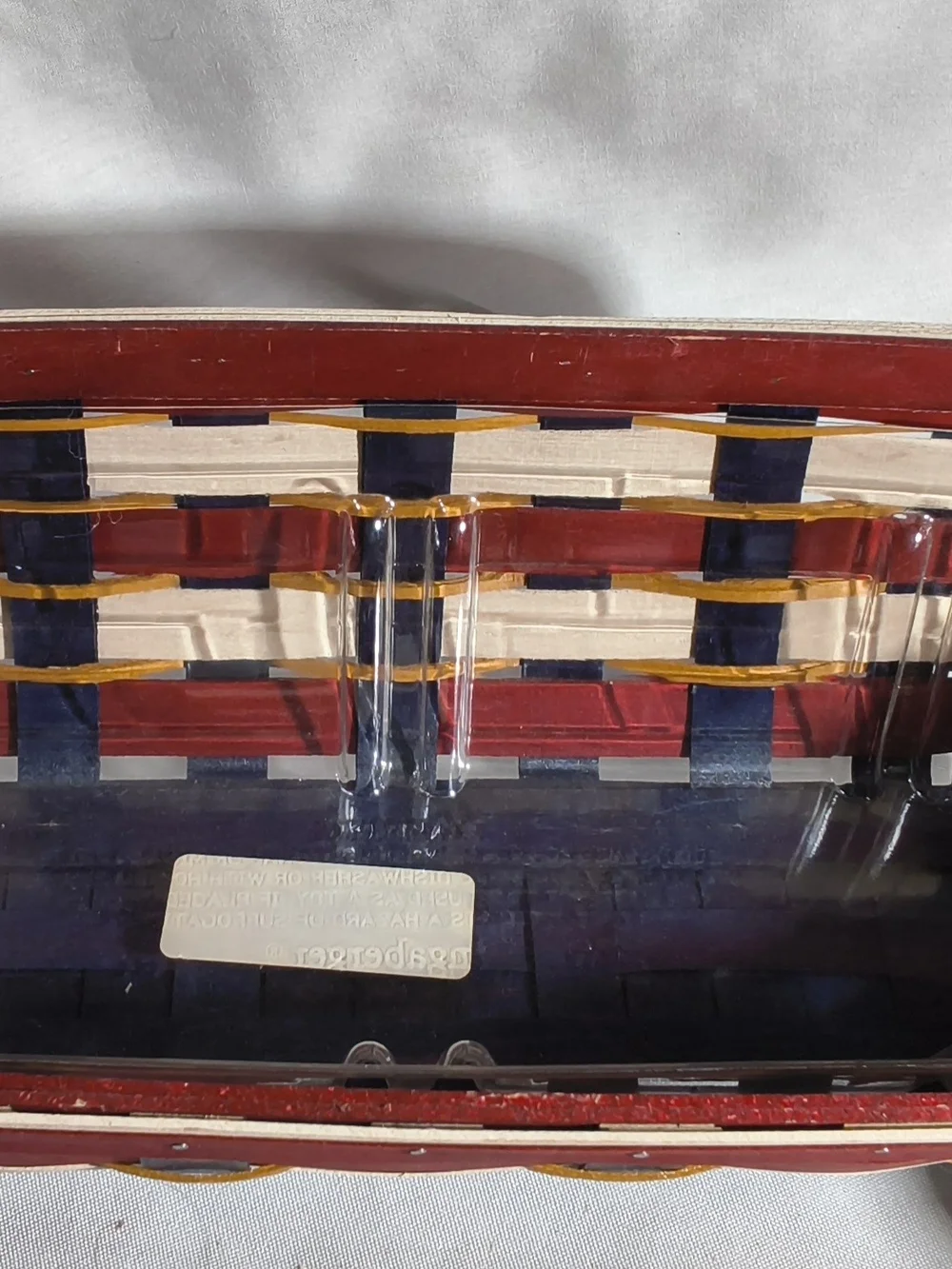 Longaberger Red and Blue Handwoven Basket